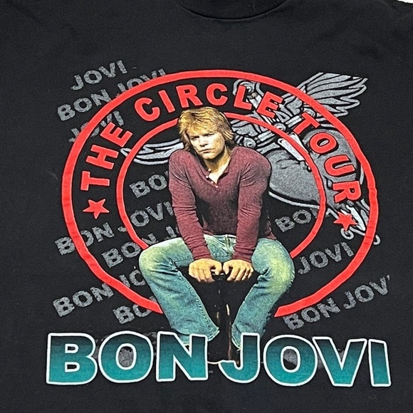 Bon Jovi The Circle Tour 2010 Music Rock n' Roll Concert Crewneck Tshirt - Picture 4 of 5